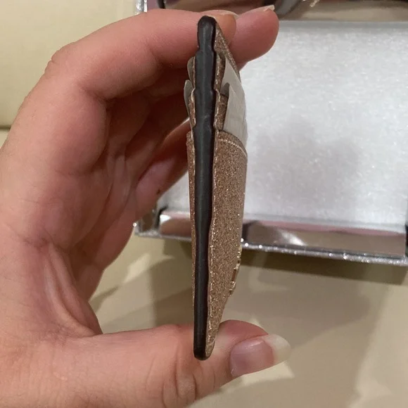 NWT Kate Spade Rose Gold Sparkle Glitter Tinsel Boxed Small Card Holder Wallet - Picture 11 of 16